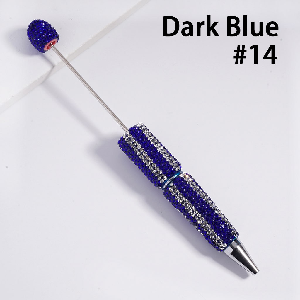 Beadable Clay Pens with Vertical-Stripe Double Color Rhinestones Covered the Entire Pen