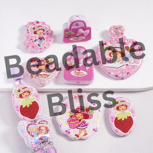 Acrylic Beads Pendant Berry Girl Series in Various Shapes, Random Mix