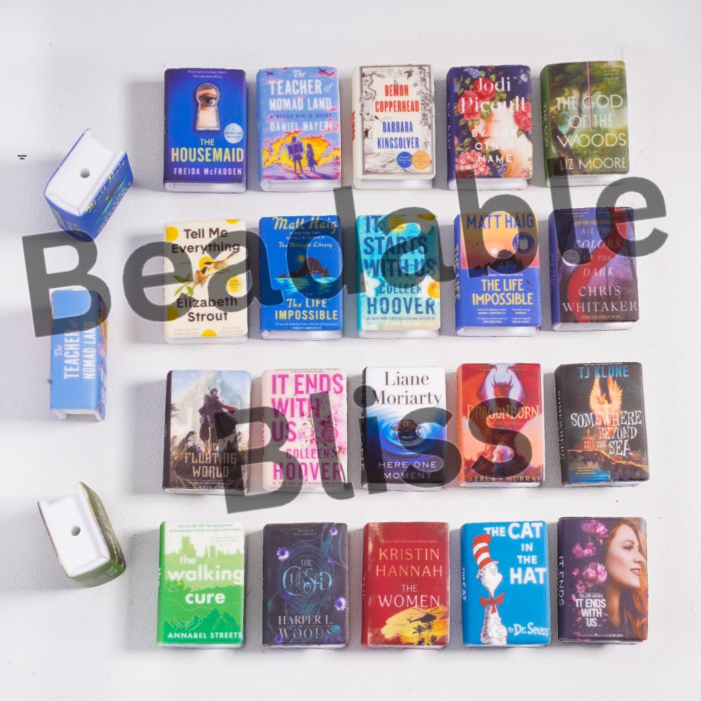 Silicone Focal Beads 3D Mini Book in Various Types, Random Mix