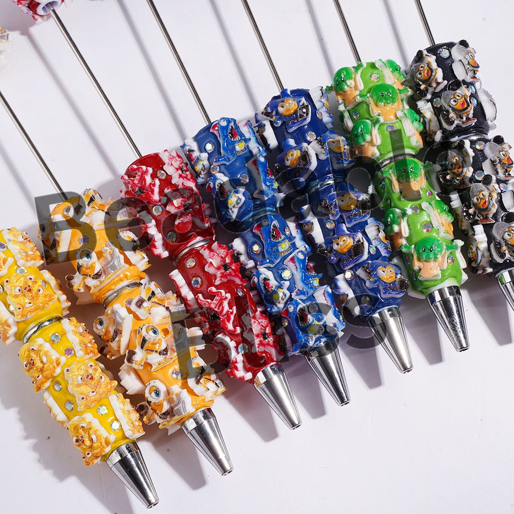 Yellow Banana Character and Fierce Shark Octopus Monster Beadable Clay Pens, Assorted Cartoon Style
