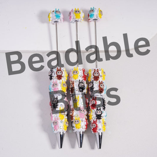 Beadable Clay Pens Cute Monsters Character in Various Colors and AB Rhinestones