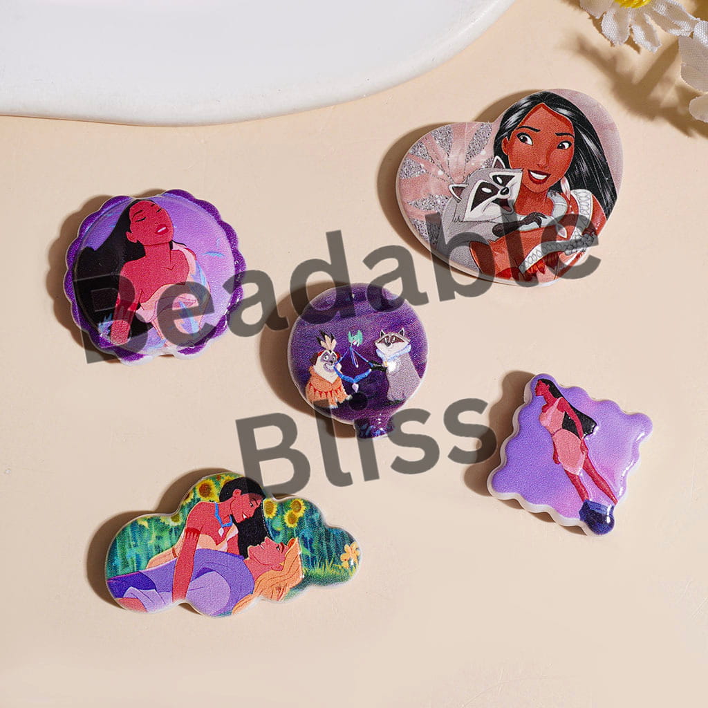 Indian Princess Characters Acrylic Beads, Random Mix