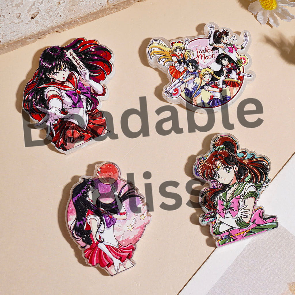 Acrylic Beads Magical Girl Guardian Character and Cat, Random Mix