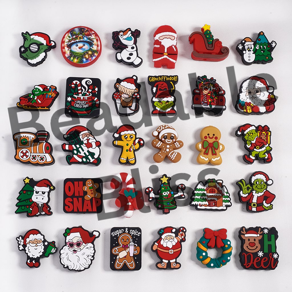 Silicone Focal Beads Christmas Series, Random Mix