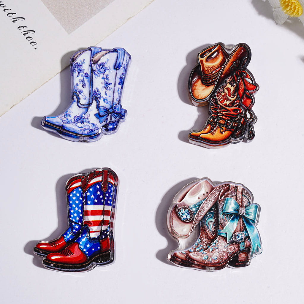 Boot with  Diverse Design Acrylic Beads, Mult-Color Random Mix