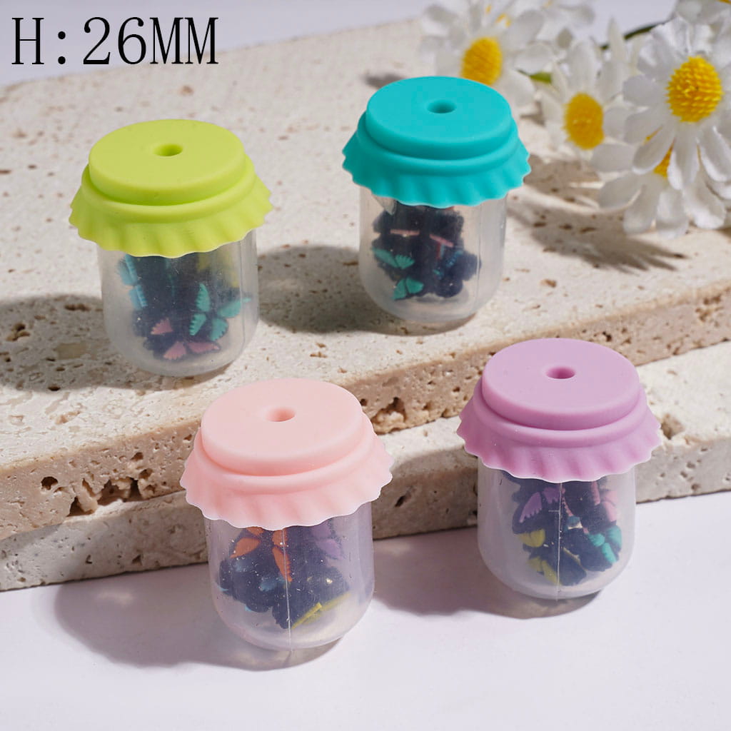 Clear Silicone Shaker Beads with Various Colored Butterfly Embedded Inside the Bottle, Height 26MM Multi-Color