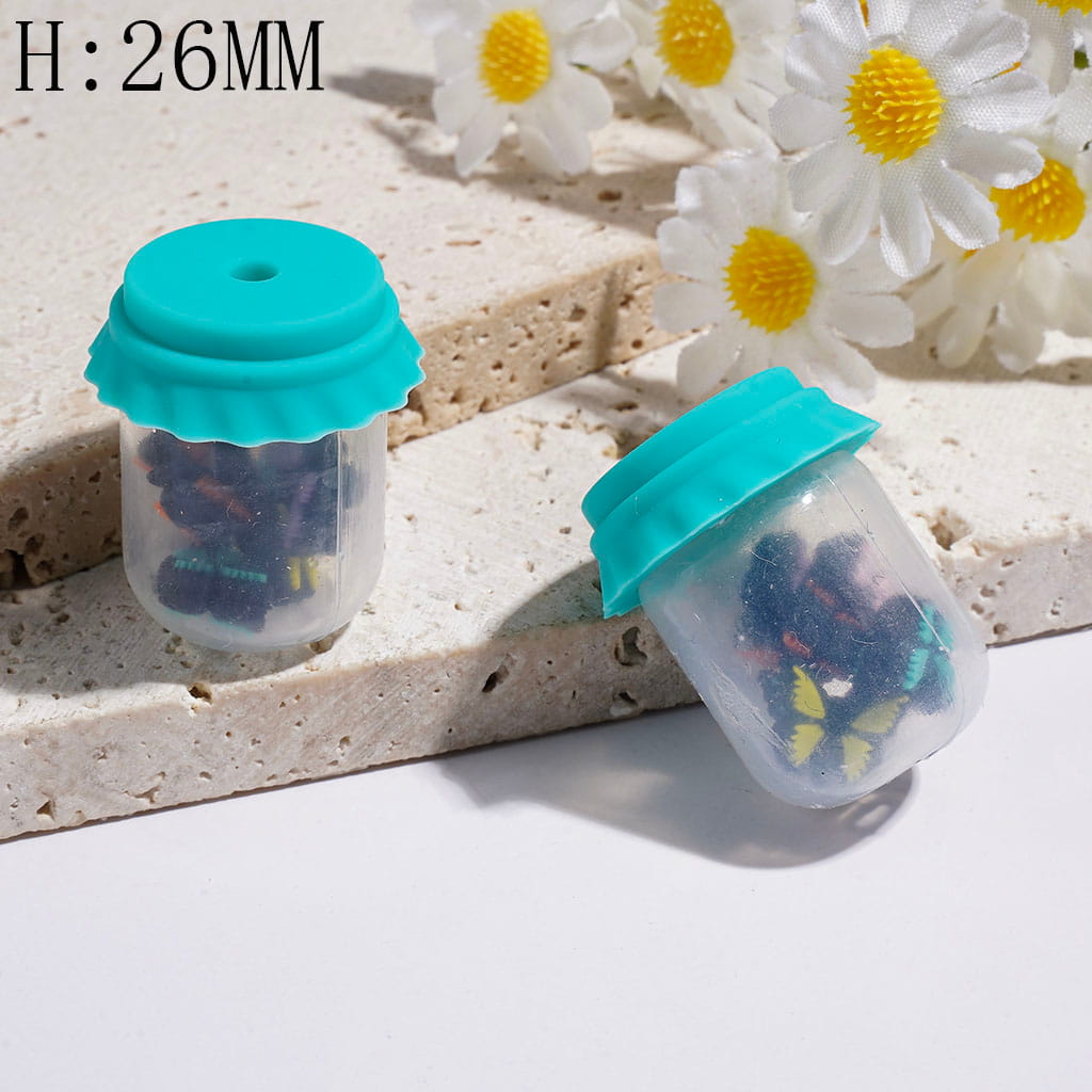 Clear Silicone Shaker Beads with Various Colored Butterfly Embedded Inside the Bottle, Height 26MM Multi-Color