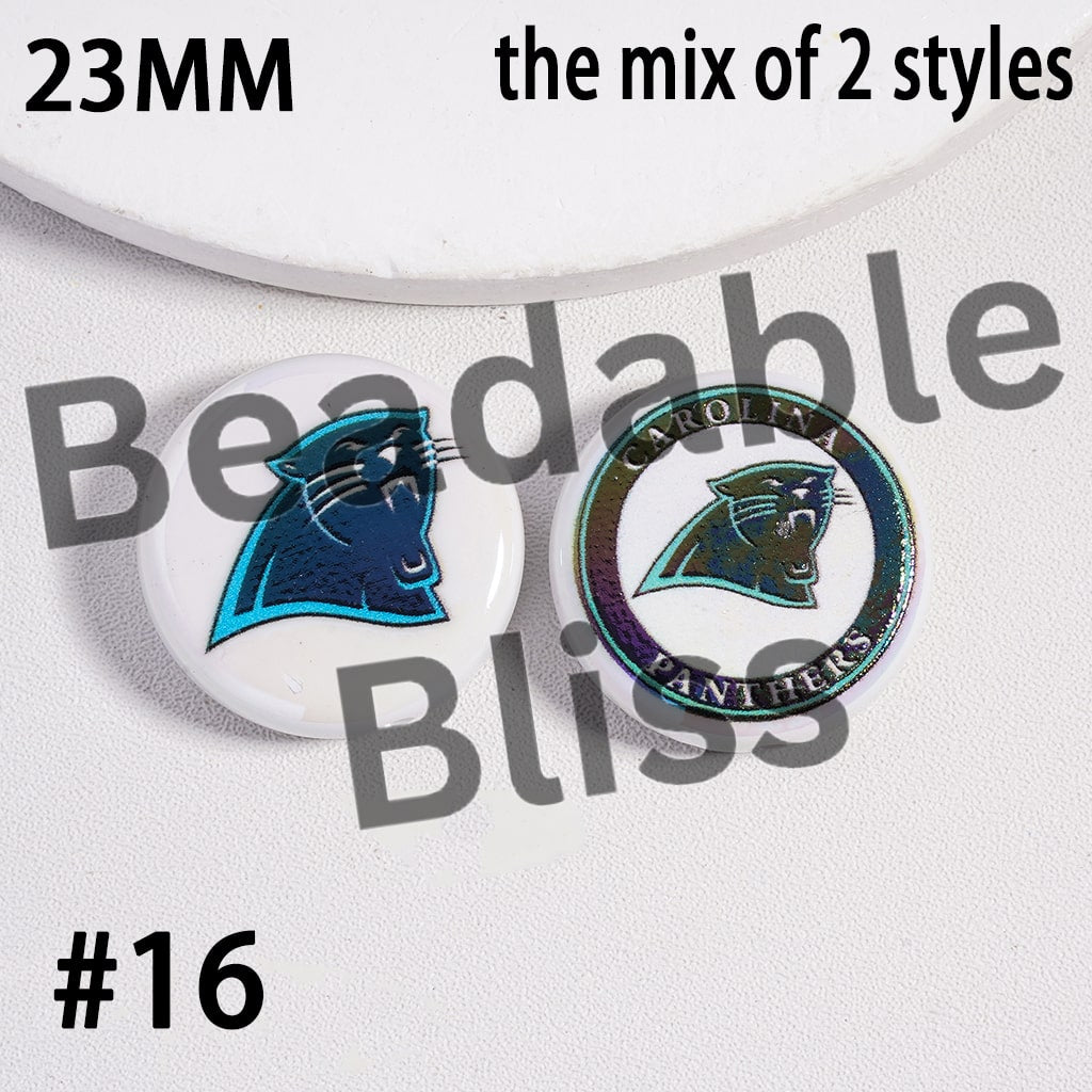 Acrylic Beads UV Coating American Football Series Double Side Prints, Flat Round Shape, 23MM (the Mix of Two Styles)