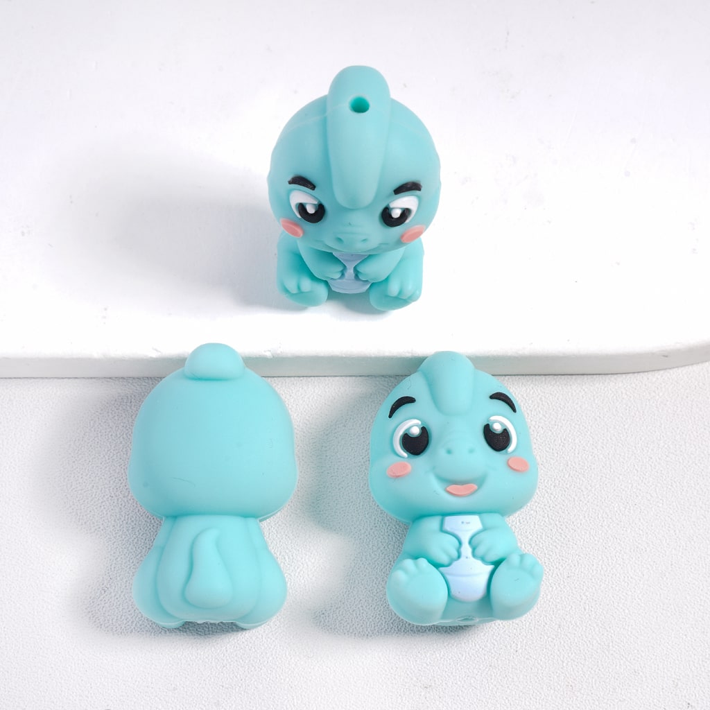 Silicone Focal Beads 3D Cute Baby Dinosaur Series in Assorted Colors