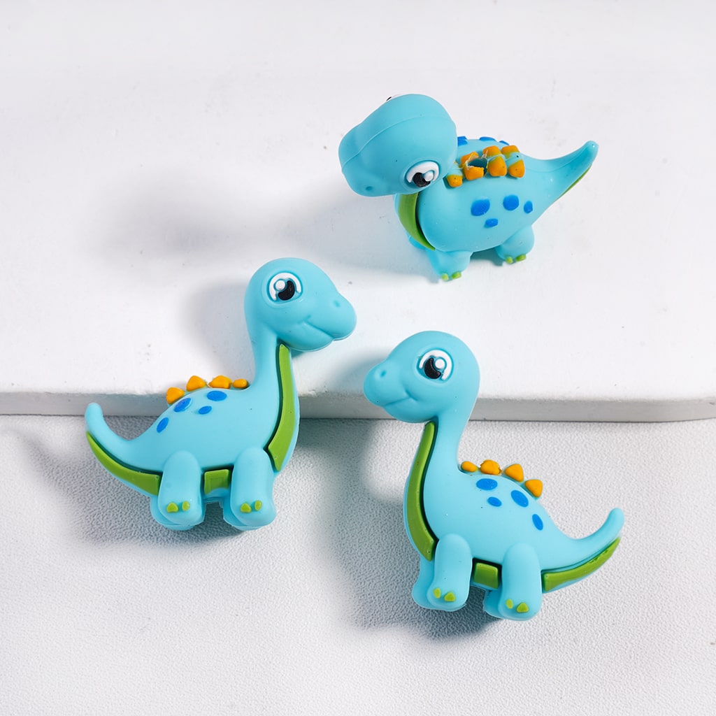 Silicone Focal Beads 3D Cute Baby Dinosaur Series in Assorted Colors