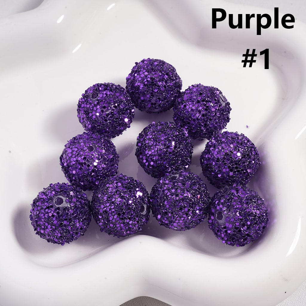 Multi-Color Shiny Confetti Clear Round Acrylic Beads, 20MM