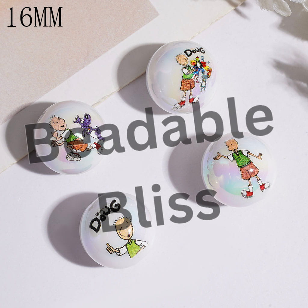 UV-Coated Acrylic Beads and Bracelets Funny Boy Cartoon Character, 16MM Random Mix