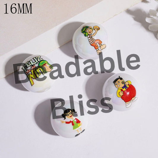 UV-Coated Acrylic Beads and Bracelets Retro Latin Situation Comedy Character, 16MM Random Mix