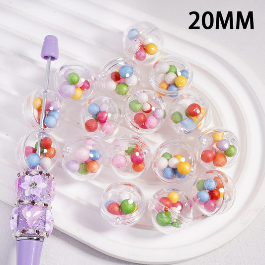 Acrylic Beads Clear Hollow Sphere Filled with Balls in Assorted Colors, 20MM