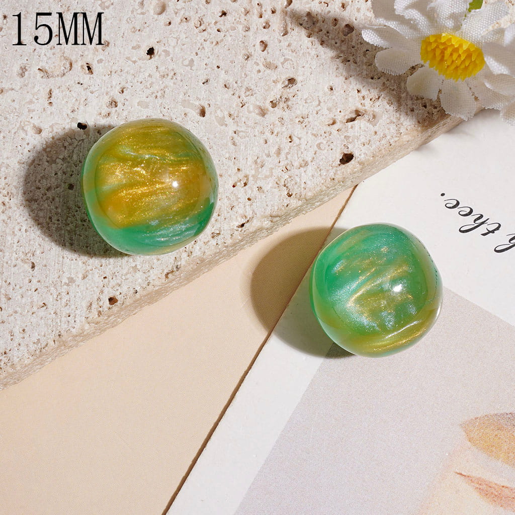 Acrylic Beads for Bracelets Double Colors with Glitter, 15MM Pink and Green Random Mix