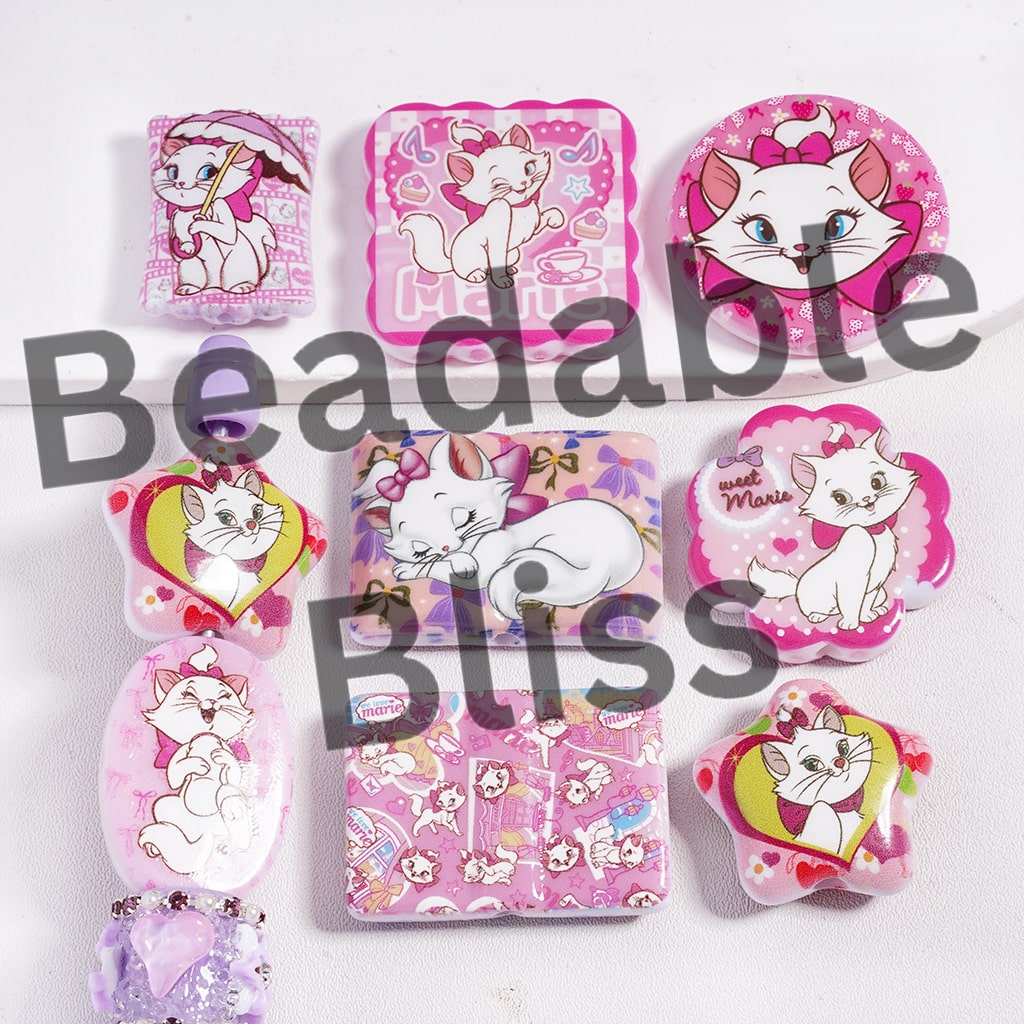 Acrylic Beads Beautiful Cat Character Series, Random Mix
