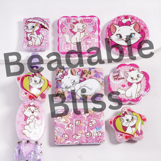 Acrylic Beads Beautiful Cat Character Series, Random Mix