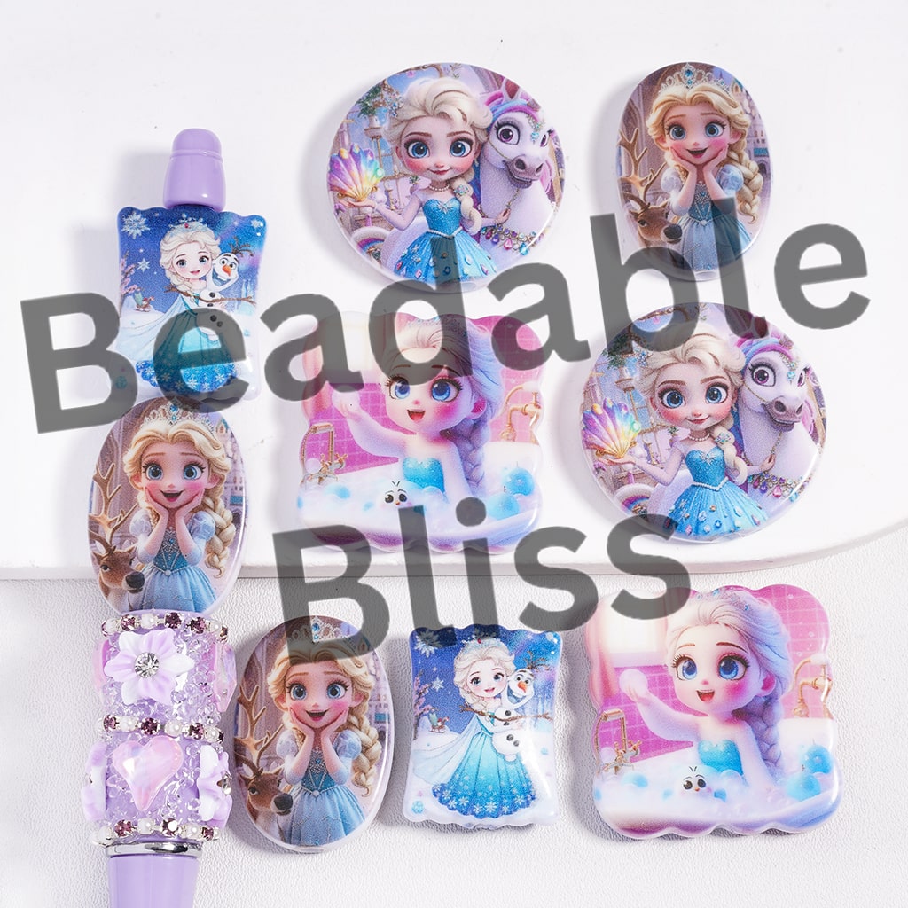 Acrylic Beads Pretty Princess Character Controls Ice and Snow by Magic, Random Mix