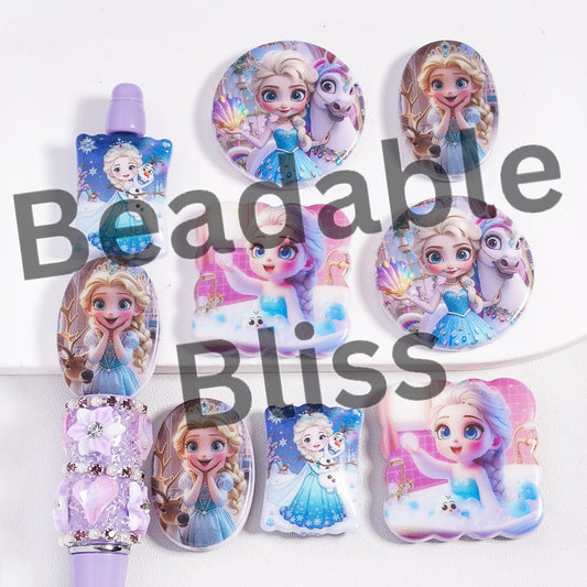 Acrylic Beads Pretty Princess Character Controls Ice and Snow by Magic, Random Mix