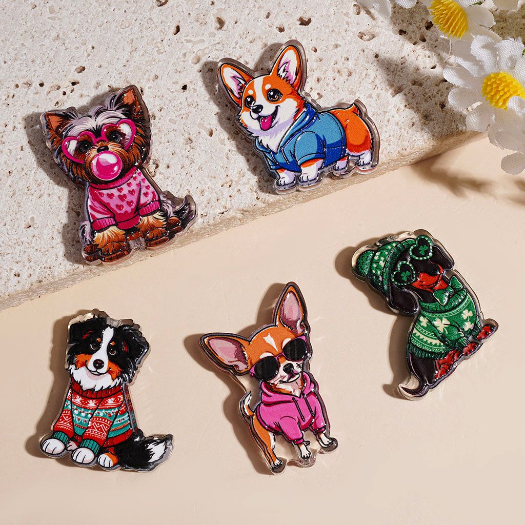Acrylic Beads Diverse Style Dog, Semi-Clear, Random Mix