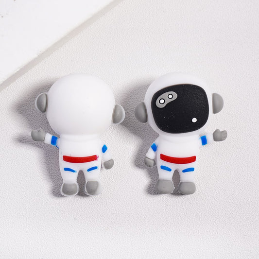 Silicone Focal Beads 3D Mini Astronaut in White Color, Waving Hand