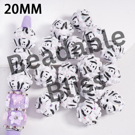 Clay Beads with Beagle Dog Sitting Gesture and AB Rhinestones, 20MM