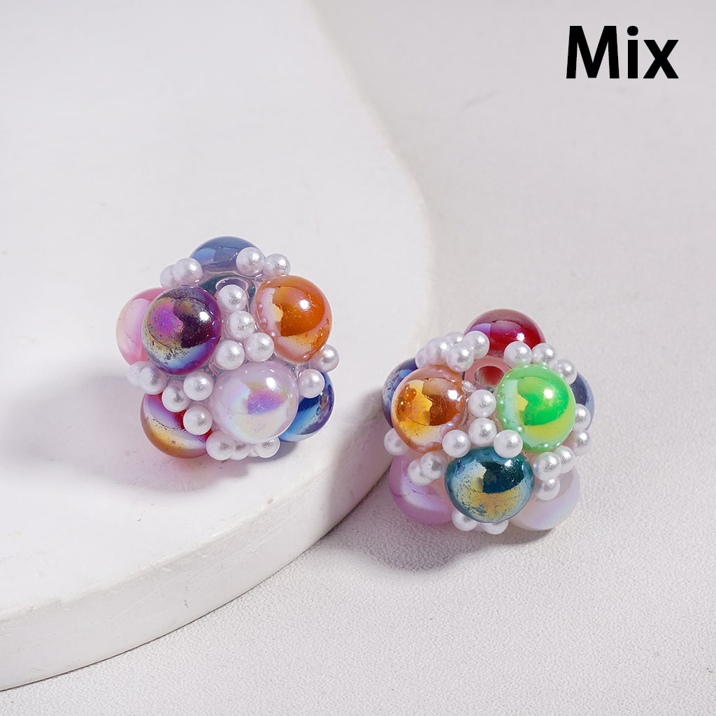 Acrylic Beads UV Coating with White Pearls and Half-Shell Pearls in Various Color, 20MM