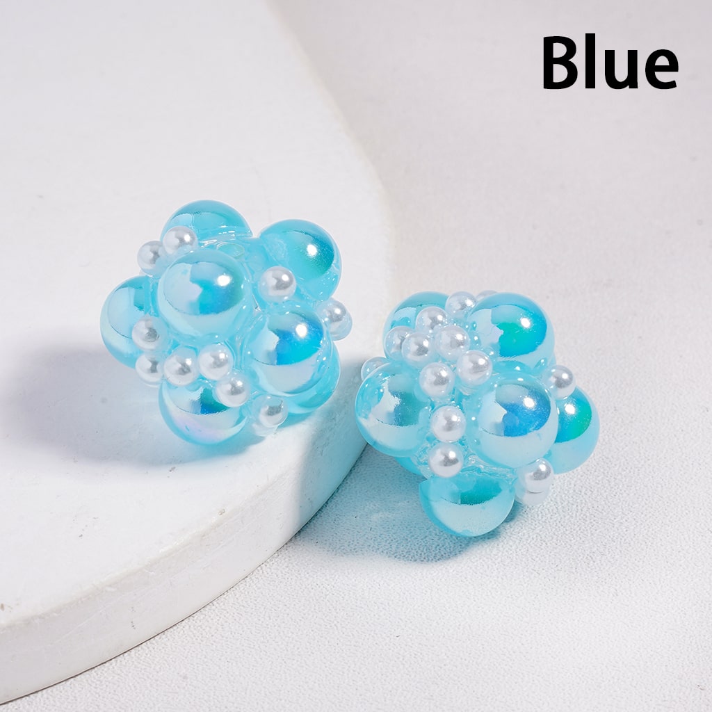 Acrylic Beads UV Coating with White Pearls and Half-Shell Pearls in Various Color, 20MM