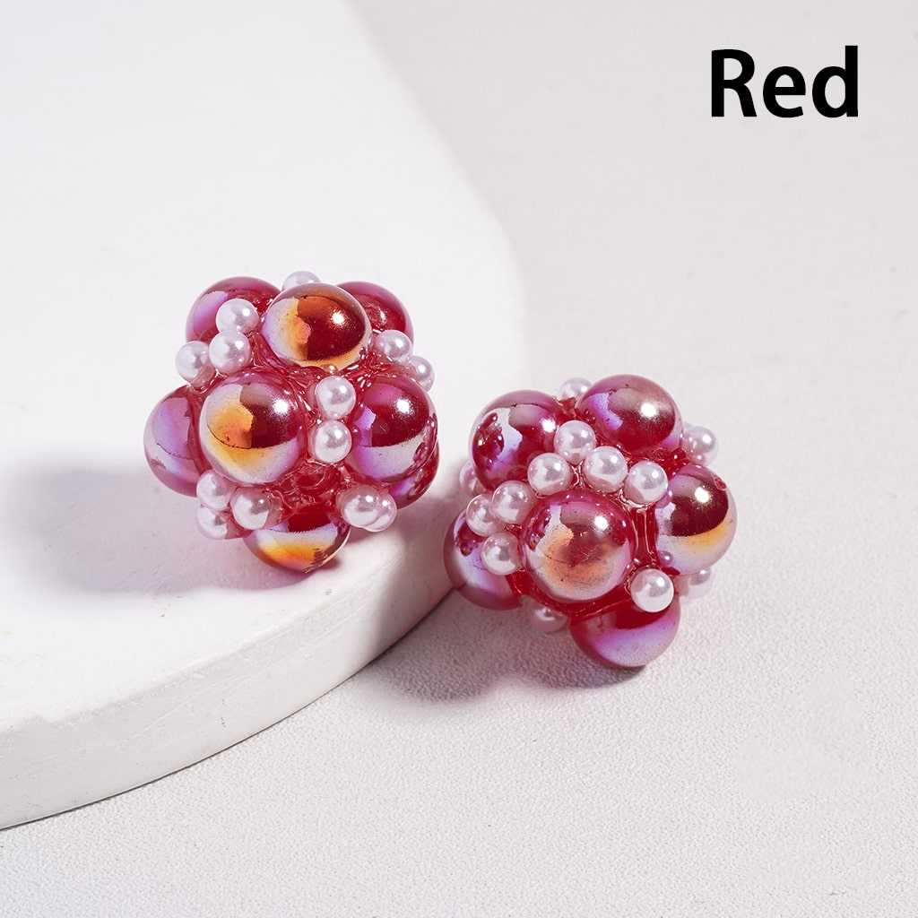 Acrylic Beads UV Coating with White Pearls and Half-Shell Pearls in Various Color, 20MM