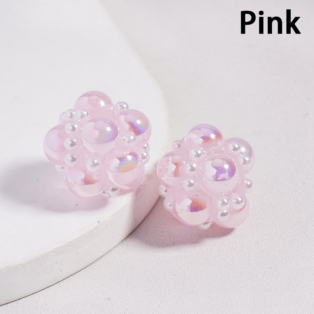 Acrylic Beads UV Coating with White Pearls and Half-Shell Pearls in Various Color, 20MM