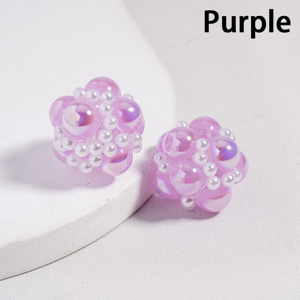 Acrylic Beads UV Coating with White Pearls and Half-Shell Pearls in Various Color, 20MM