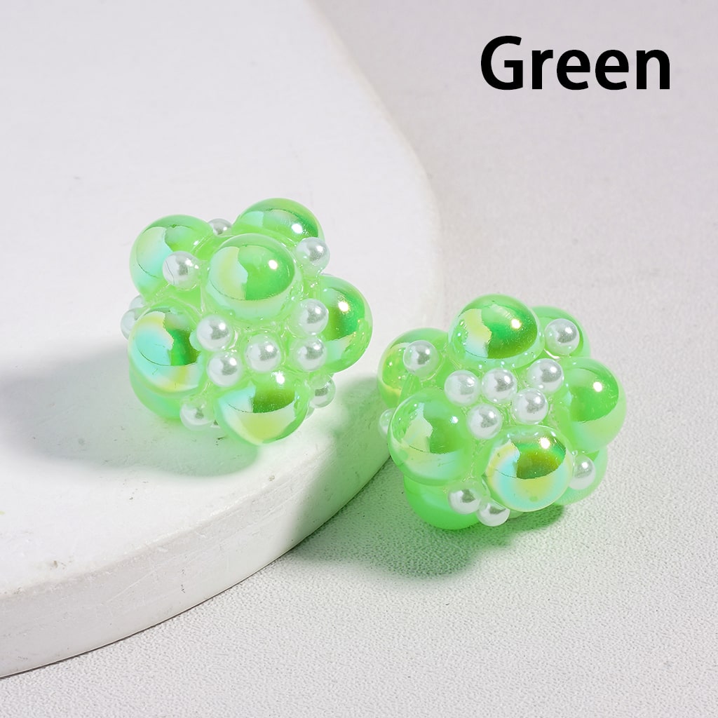 Acrylic Beads UV Coating with White Pearls and Half-Shell Pearls in Various Color, 20MM