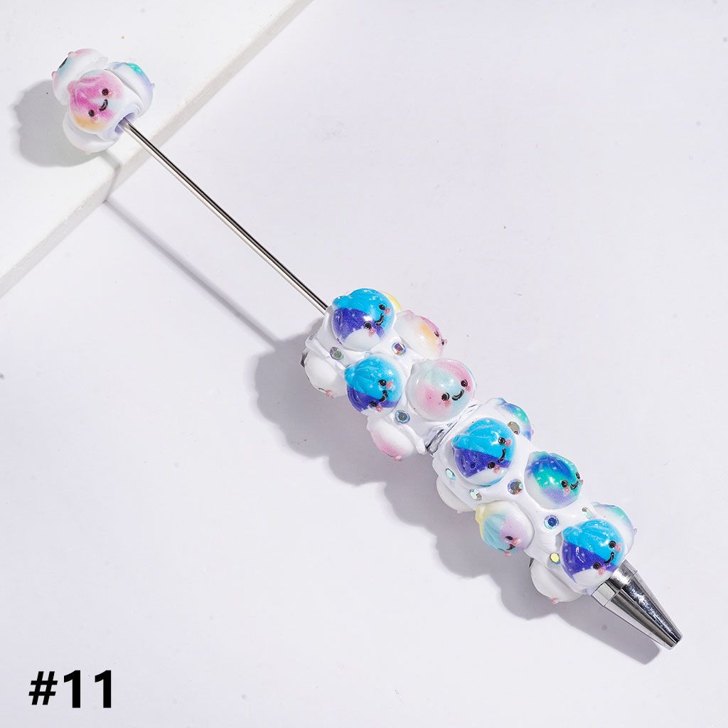 Beadable Clay Pens with Three-Color Gradient Dumpling and AB Rhinestones, Multi-Color