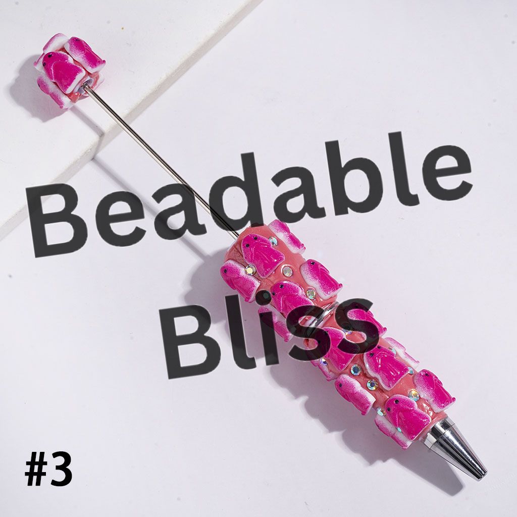 Beadable Clay Pens with AB Rhinestone, Man Exclusive Theme, Multi-Color
