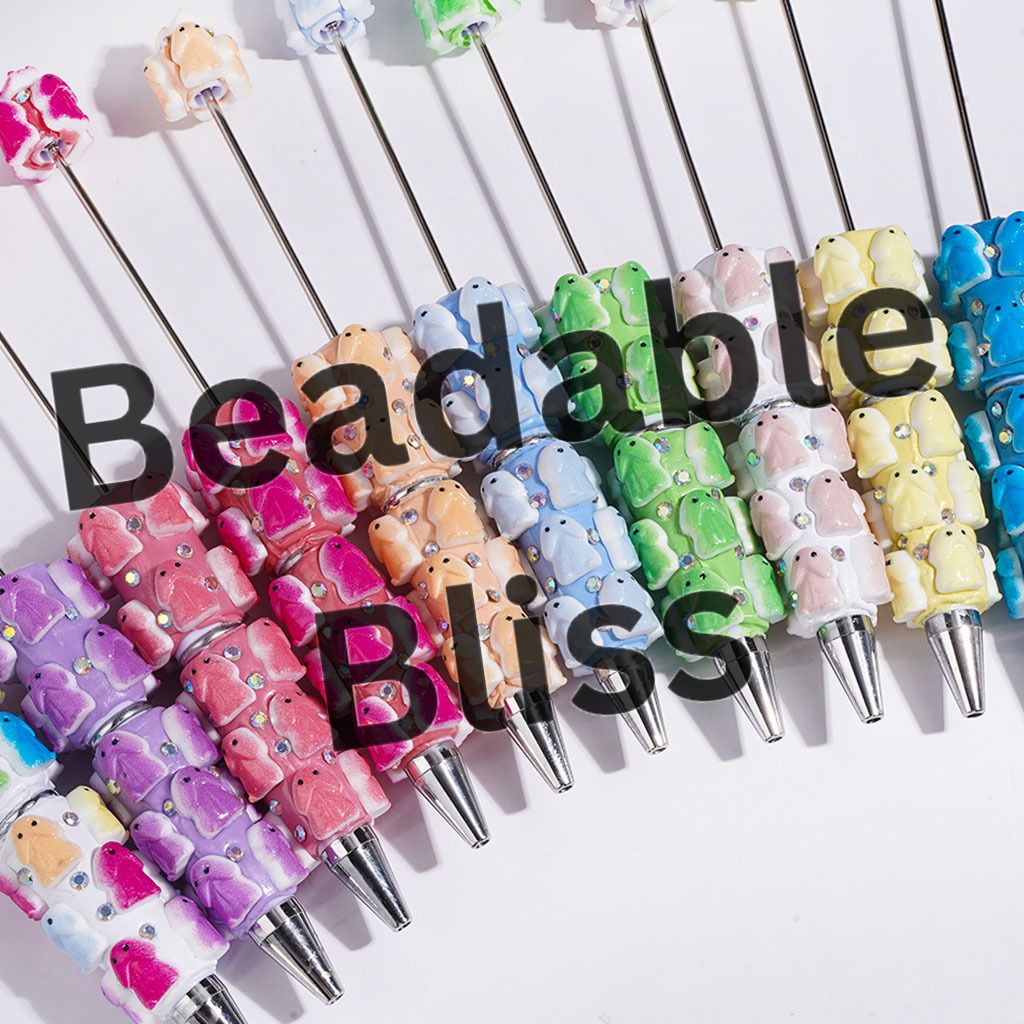 Beadable Clay Pens with AB Rhinestone, Man Exclusive Theme, Multi-Color