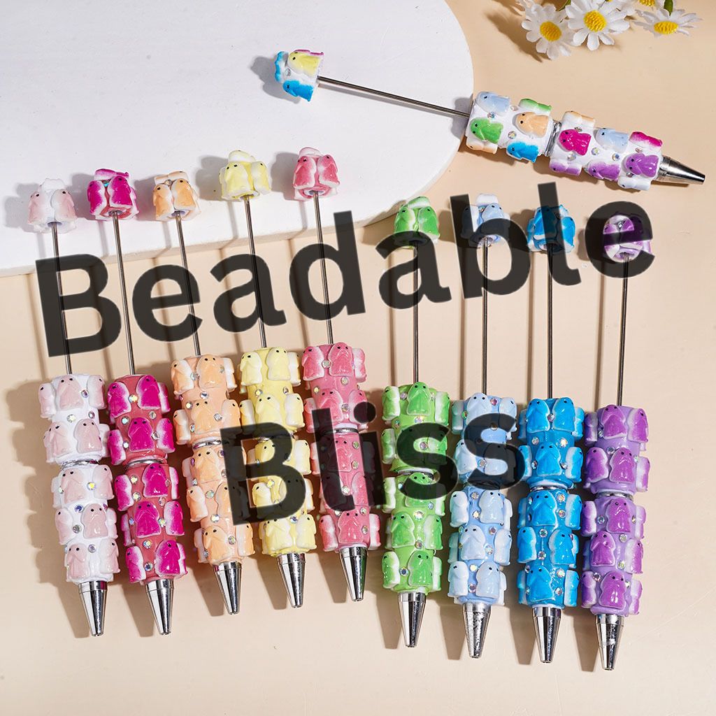 Beadable Clay Pens with AB Rhinestone, Man Exclusive Theme, Multi-Color