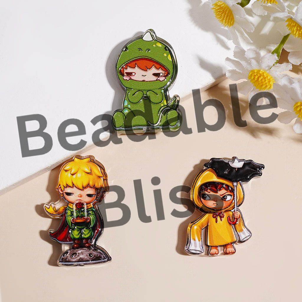 Acrylic Beads Handsome Cool Doll Character in Prince Style, Random Mix