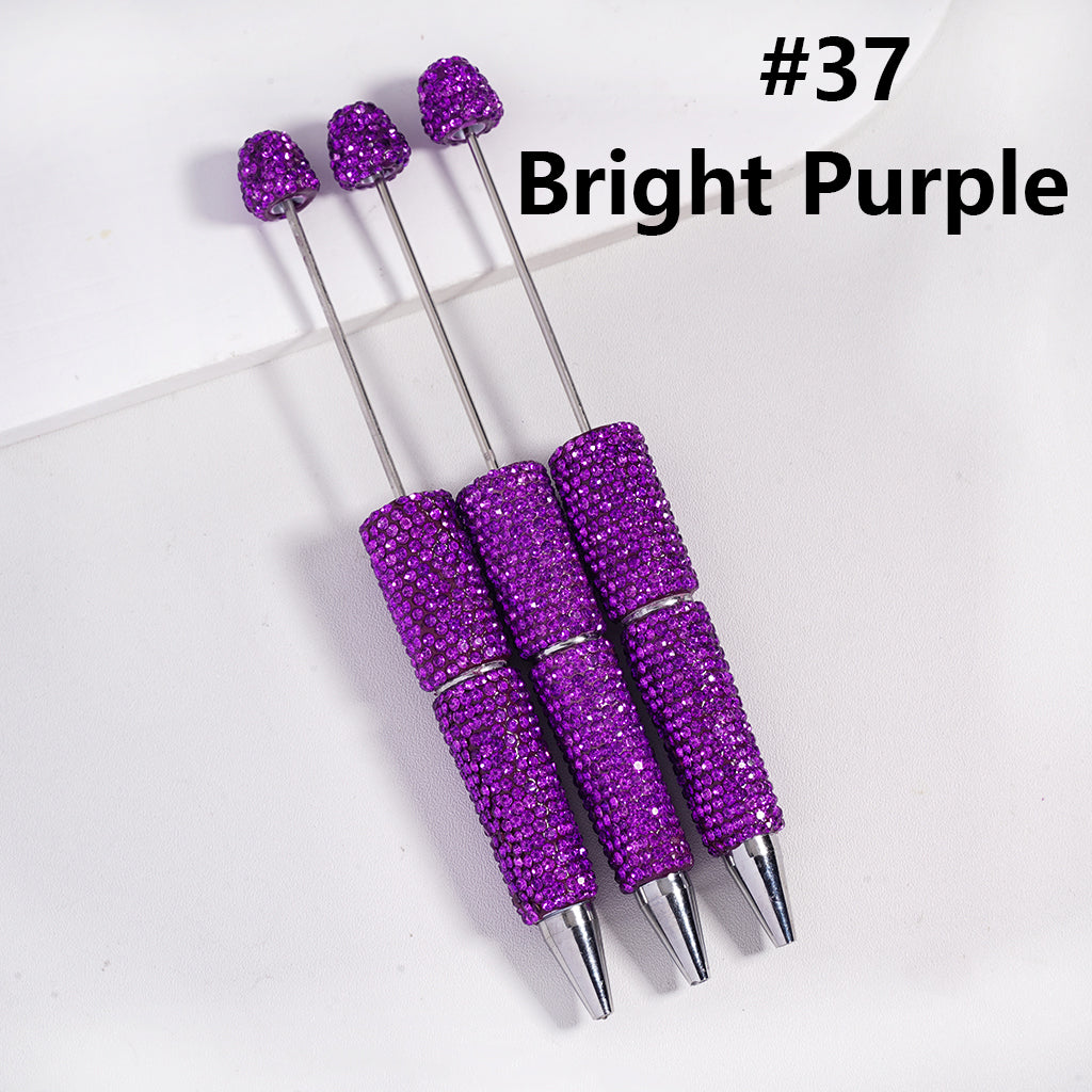 Beadable Clay Pens with Shiny Rhinestones Covered the Entire Pen