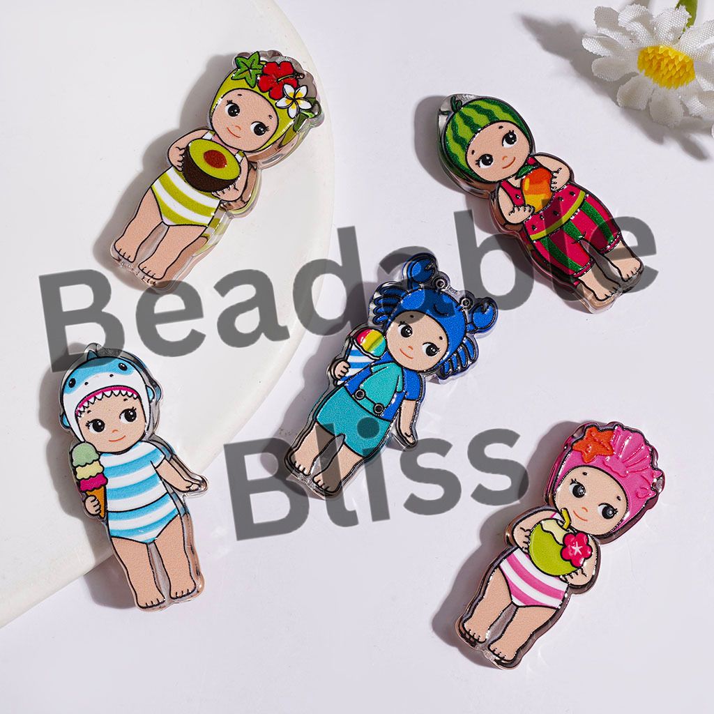 Acrylic Beads Angel Doll with Bathing Suit, Summer Vacation Style, Random Mix