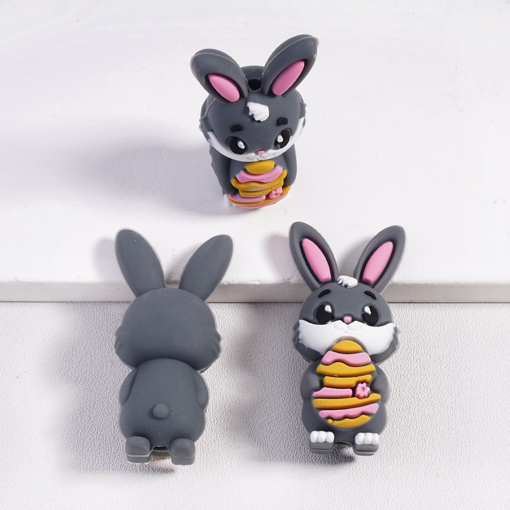 Silicone Focal Beads 3D Rabbit and Rooster Easter Series