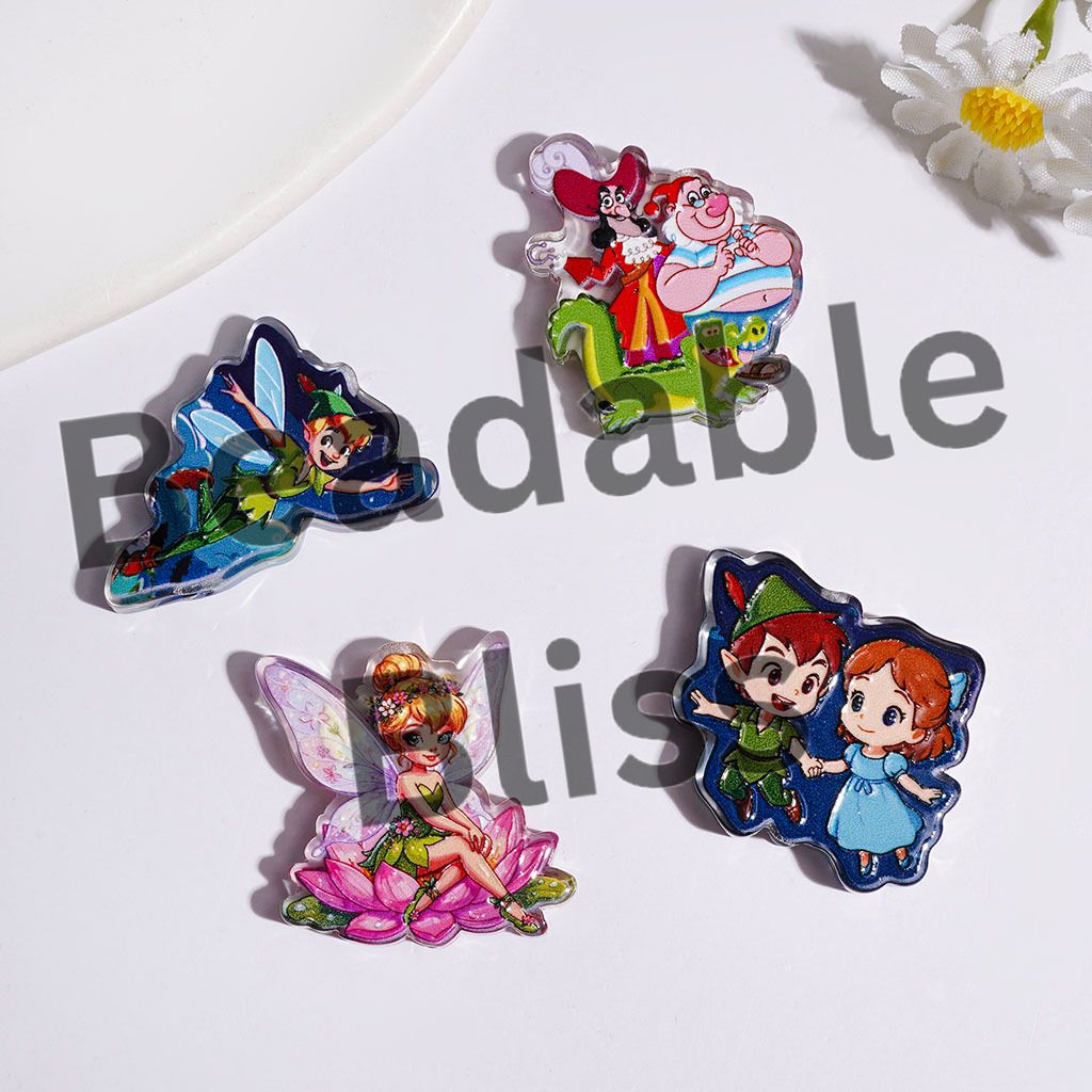 Acrylic Beads Flying Fairy and Boy Character Series, Semi-Clear, Random Mix