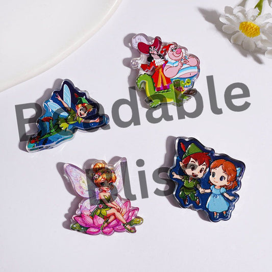 Acrylic Beads Flying Fairy and Boy Character Series, Semi-Clear, Random Mix