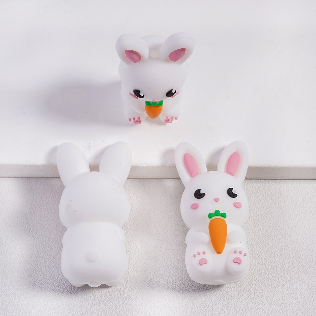 Silicone Focal Beads 3D Rabbit and Rooster Easter Series