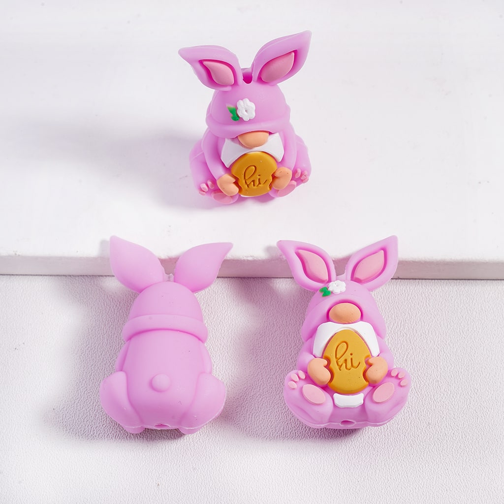 Silicone Focal Beads 3D Rabbit and Rooster Easter Series