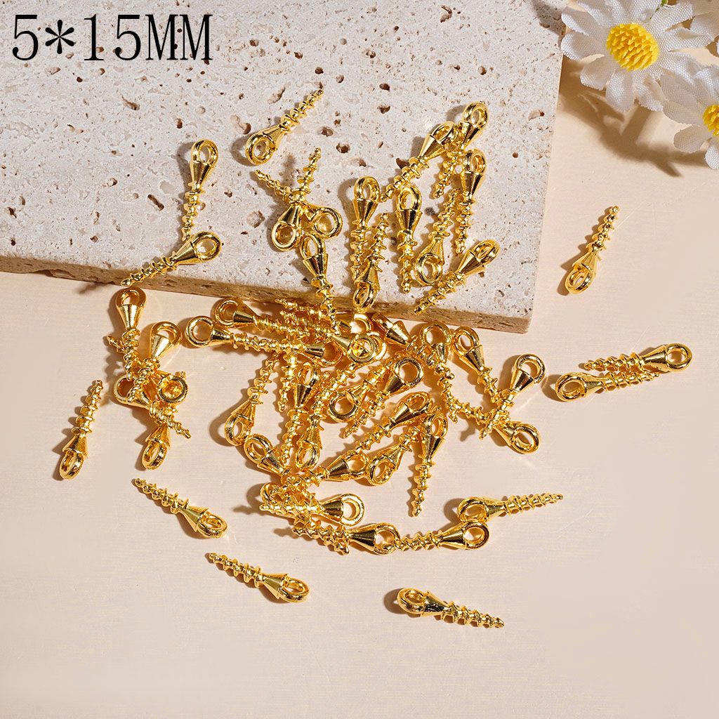 Metal Self Tapping Eye Screws for DIY Jewelry Making, Charm Pendant Craft Accessories, 5*15MM Gold Silver Gun Black
