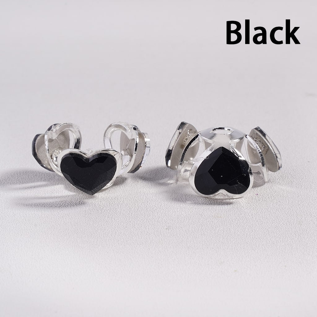 Alloy Bead Cages, Bead Cap in Silver Color, Heart Rhinestones in Various Colors, Random Mix (They Fit 16MM Beads)