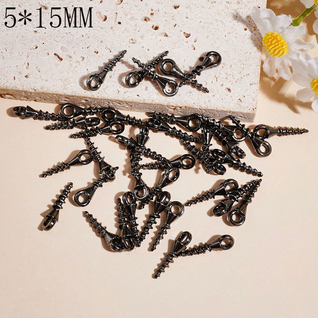 Metal Self Tapping Eye Screws for DIY Jewelry Making, Charm Pendant Craft Accessories, 5*15MM Gold Silver Gun Black