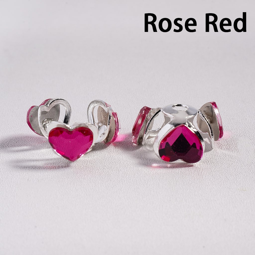 Alloy Bead Cages, Bead Cap in Silver Color, Heart Rhinestones in Various Colors, Random Mix (They Fit 16MM Beads)