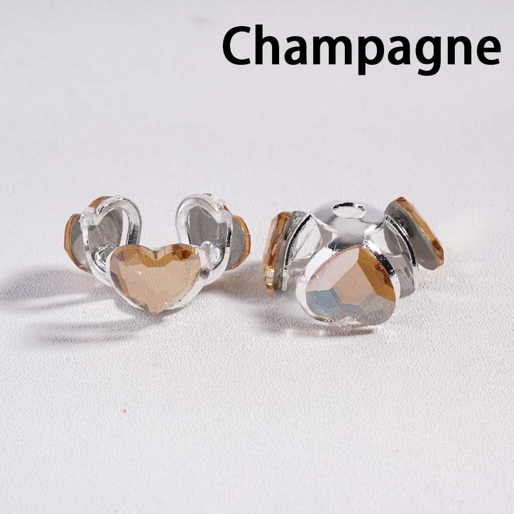 Alloy Bead Cages, Bead Cap in Silver Color, Heart Rhinestones in Various Colors, Random Mix (They Fit 16MM Beads)