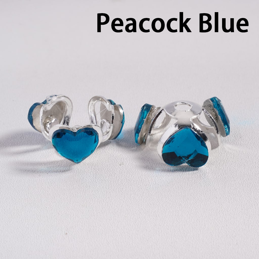 Alloy Bead Cages, Bead Cap in Silver Color, Heart Rhinestones in Various Colors, Random Mix (They Fit 16MM Beads)